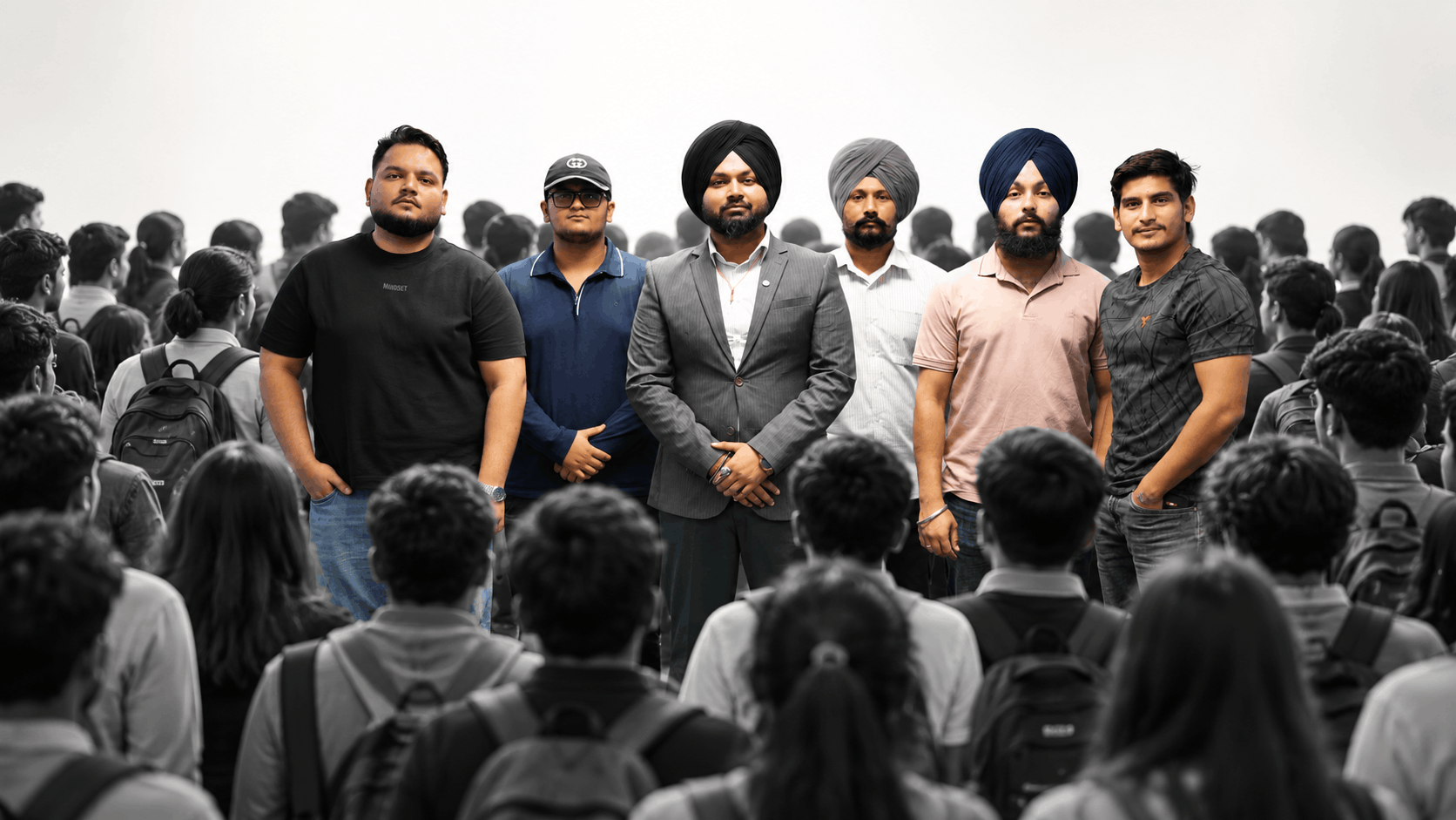 Zilleo's legacy batch students standing together in front of a crowd of new students